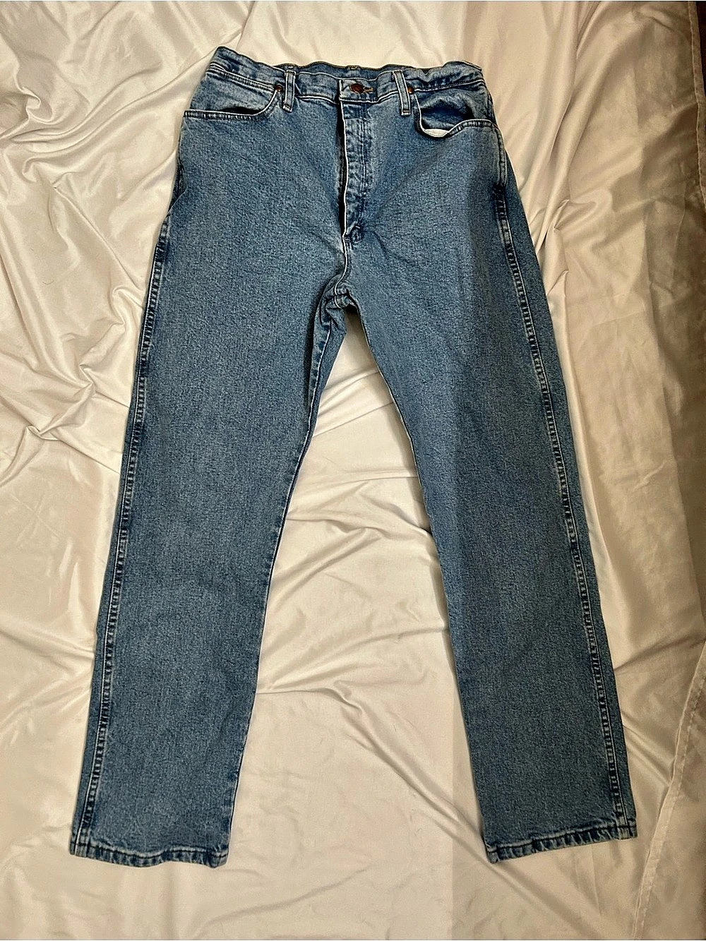 Wrangler Retro Womens 13X32 High Rise Straight Jeans Light Wash Stretch Western